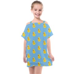 Rubber Duck Pattern Kids  One Piece Chiffon Dress by Valentinaart