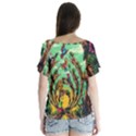 Monkey Tiger Bird Parrot Forest Jungle Style V-Neck Flutter Sleeve Top View2