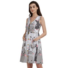 Cute Cats Seamless Pattern Sleeveless Dress With Pocket by Bangk1t