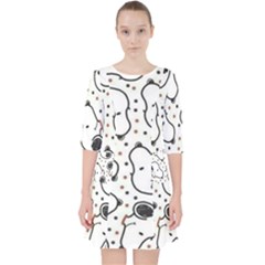 Dog Pattern Quarter Sleeve Pocket Dress by Bangk1t