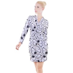 Dog Pattern Button Long Sleeve Dress by Bangk1t