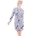 Dog Pattern Button Long Sleeve Dress View1