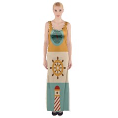 Nautical Elements Collection Thigh Split Maxi Dress by Bangk1t