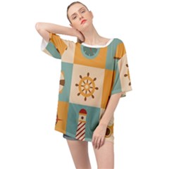 Nautical Elements Collection Oversized Chiffon Top by Bangk1t