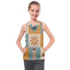 Nautical Elements Collection Kids  Sleeveless Hoodie by Bangk1t