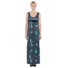 Bons Foot Prints Pattern Background Thigh Split Maxi Dress by Bangk1t