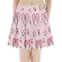 Cartoon Cute Valentines Day Doodle Heart Love Flower Seamless Pattern Vector Pleated Mini Skirt by Bangk1t