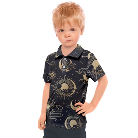 Asian Seamless Pattern With Clouds Moon Sun Stars Vector Collection Oriental Chinese Japanese Korean Kids  Polo Tee by Bangk1t