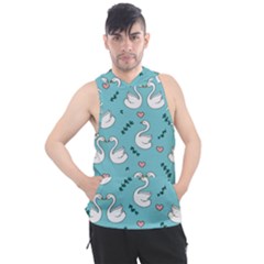 Elegant Swan Pattern Design Men s Sleeveless Hoodie by Bangk1t