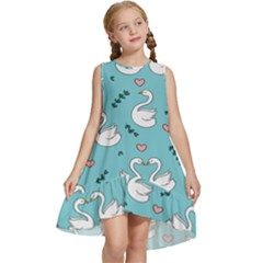 Elegant Swan Pattern Design Kids  Frill Swing Dress by Bangk1t