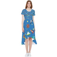 Space Rocket Solar System Pattern High Low Boho Dress by Bangk1t