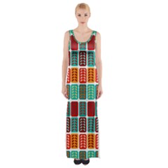 Bricks Abstract Seamless Pattern Thigh Split Maxi Dress by Bangk1t