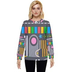 Pattern Geometric Abstract Colorful Arrow Line Circle Triangle Hidden Pocket Sweatshirt by Bangk1t