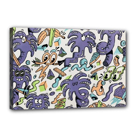 Purple Orange Green Blue Cartoon Canvas 18  X 12  (stretched) by Bangk1t