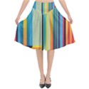 Colorful Rainbow Striped Pattern Stripes Background Flared Midi Skirt View1