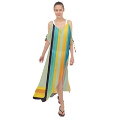 Colorful Rainbow Striped Pattern Stripes Background Maxi Chiffon Cover Up Dress by Bangk1t