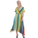 Colorful Rainbow Striped Pattern Stripes Background Cross Front Sharkbite Hem Maxi Dress View1