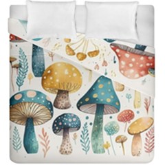 Mushroom Forest Fantasy Flower Nature Duvet Cover Double Side (king Size) by Bangk1t