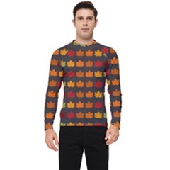 Autumn Fall Leaves Season Background Glitter Art Men s Long Sleeve Rash Guard by Bangk1t