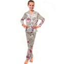 Roses Plants Vintage Retro Flowers Pattern Kids  Satin Long Sleeve Pajamas Set View1