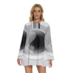 Washing Machines Home Electronic Round Neck Long Sleeve Bohemian Style Chiffon Mini Dress by pakminggu