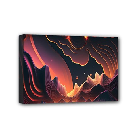 Fire Flame Burn Hot Heat Light Burning Orange Mini Canvas 6  X 4  (stretched) by pakminggu