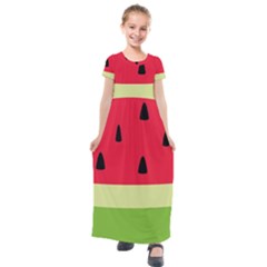 Watermelon Fruit Food Healthy Vitamins Nutrition Kids  Short Sleeve Maxi Dress by pakminggu