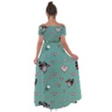 Raccoon Texture Seamless Scrapbooking Hearts Off Shoulder Open Front Chiffon Dress View2