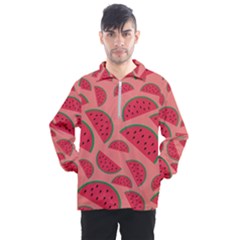 Watermelon Red Food Fruit Healthy Summer Fresh Men s Half Zip Pullover by pakminggu