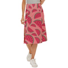 Watermelon Red Food Fruit Healthy Summer Fresh Midi Panel Skirt by pakminggu