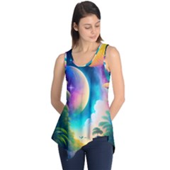 Jungle Moon Light Plants Space Sleeveless Tunic by Ravend