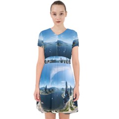 Futuristic City Fantasy Scifi Adorable In Chiffon Dress by Ravend