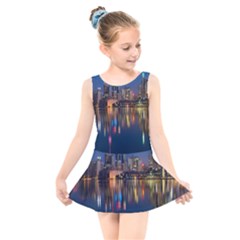 Seaside River Kids  Skater Dress Swimsuit by artworkshop