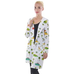 Vector Baby Dino Seamless Pattern Hooded Pocket Cardigan by Grandong