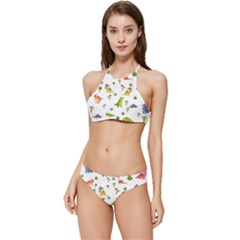 Vector Baby Dino Seamless Pattern Banded Triangle Bikini Set by Grandong