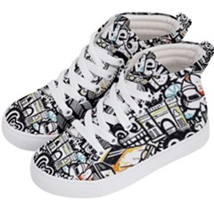 New York City Nyc Broadway Doodle Art Kids  Hi-top Skate Sneakers by Grandong