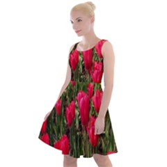 Yellow Pink Red Flowers Knee Length Skater Dress by artworkshop