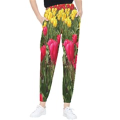 Yellow Pink Red Flowers Women s Tapered Pants by artworkshop