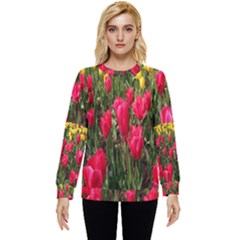 Yellow Pink Red Flowers Hidden Pocket Sweatshirt by artworkshop