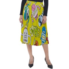 Robot Pattern Classic Velour Midi Skirt  by Grandong