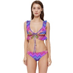 Pattern Chevron Zigzag Background Low Cut Ruffle Edge Bikini Set by Grandong