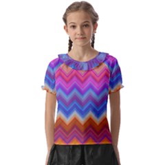 Pattern Chevron Zigzag Background Kids  Frill Chiffon Blouse by Grandong