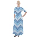 Seamless Pattern Of Cute Summer Blue Line Zigzag Half Sleeves Maxi Dress View2