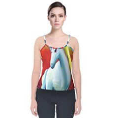 Unicorn Design Velvet Spaghetti Strap Top by Trending