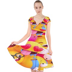 Wallpaper Emoji Cap Sleeve Front Wrap Midi Dress by artworkshop