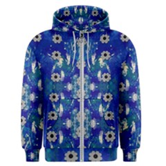 Oilpainting Blue Flowers In The Peaceful Night Men s Zipper Hoodie by pepitasart