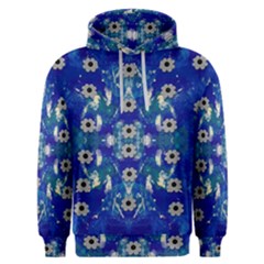 Oilpainting Blue Flowers In The Peaceful Night Men s Overhead Hoodie by pepitasart