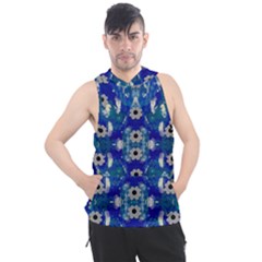 Oilpainting Blue Flowers In The Peaceful Night Men s Sleeveless Hoodie by pepitasart