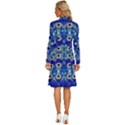 Oilpainting Blue Flowers In The Peaceful Night Long Sleeve Shirt Collar A-Line Dress View4