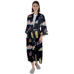 Cute-girl-things-seamless-background Maxi Satin Kimono by pakminggu